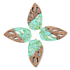 Transparent Resin & Walnut Wood Pendants RESI-S389-048A-B02-1