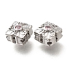 Brass Micro Pave Pearl Pink Cubic Zirconia Beads KK-M318-34P-2