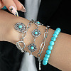 4Pcs 4 Styles Zinc Alloy & Resin Imitation Turquoise Link & Charm Bracelets WGDCF13-02-1