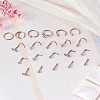 21Pcs 21 Style Clear Cubic Zirconia Flower & Flat Round & Heart Nose Studs & Rings Set JX527A-4