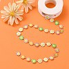 304 Stainless Steel Daisy Flower Link Chains with Enamel AJEW-CJ0001-22C-4