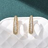 Oval Brass Micro Pave Clear Cubic Zirconia Hoop Earrings EJEW-G458-01G-2