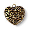Hollow Tibetan Style Alloy Heart Pendants TIBEP-S095-AB-NR-1