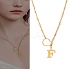 1Pc Letter & Heart Stainless Steel Lariat Necklaces for Women NJEW-LP0002-87G-F-1