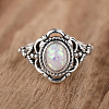Alloy with Plastic Imitation Opal Finger Rings FS-WG4C942-03-1