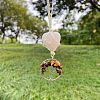 Heart Natural Rose Quartz Pendant Decoration DJEW-PW0002-22F-1