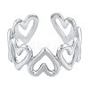 Non-Tarnish 304 Stainless Steel Hollow Heart Cuff Rings RJEW-N038-124P-2