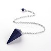 Platinum Tone Brass Lapis Lazuli Cone Hexagonal Pointed Dowsing Pendulums MAK-M015-01A-1