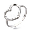 Non-Tarnish 304 Stainless Steel Hollow Heart Cuff Rings RJEW-N038-122P-1