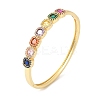 Colorful Cubic Zirconia Square Hinged Bangle BJEW-L681-004G-3