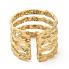 Ion Plating(IP) 304 Stainless Steel Multi Line Open Cuff Ring for Women RJEW-M149-18G-2