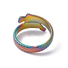 Ion Plating(IP) 304 Stainless Steel Ring Arowana Fish Wrap Open Cuff Ring for Women RJEW-C045-21M-3