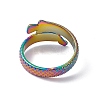 Ion Plating(IP) 304 Stainless Steel Ring Arowana Fish Wrap Open Cuff Ring for Women RJEW-C045-21M-3