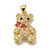 Rack Plating Brass Micro Pave Clear Cubic Zirconia Pendants KK-G500-26G-1