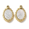 Oval 304 Stainless Steel Natural Shell Pendants Ion Plating(IP) STAS-U037-01G-02-1
