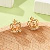 Crown Brass Micro Pave Clear Cubic Zirconia Stud Earrings for Women EJEW-G428-06G-2