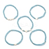 5Pcs 5 Style Natural Dyed White Jade & Pearl & Shell Star Beaded Stretch Bracelets Set BJEW-JB09495-05-1