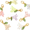 8Pcs 8 Colors Flower Acrylic Pendant Decorations HJEW-FS00034-02-2
