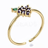 Brass Micro Pave Cubic Zirconia Cuff Rings RJEW-S045-056-NR-1