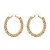 2 Pair 2 Color Round Brass Braided Bead Hoop Earrings EJEW-JE05080-5