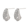 Rack Plating Teardrop Brass Stud Earrings EJEW-N055-25B-P-RS-1