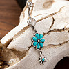 Cowboy Theme 304 Stainless Steel Pave Synthetic Turquoise Curved Barbell Dangle Belly Rings FS-WGEFD82-05-1