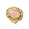 Oval Natural Rose Quartz Finger Rings RJEW-M063-01G-13-2
