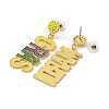 Carnival Theme Glitter Zinc Alloy Letter Dangle Stud Earrings LS-EJEW-D087-05G-2