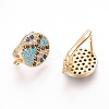 Brass Micro Pave Cubic Zirconia Hoop Earring Findings with Latch Back Closure ZIRC-F088-049G-1