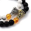 Men's Natural Howlite & Lava Rock Stretch Beaded Bracelets Sets BJEW-JB05429-2