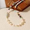 Potato Natural Freshwater Pearl & Rondelle Mixed Stone & Brass Beaded Necklaces for Women VY0852-2