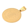 Ion Plating(IP)Trendy Necklace Findings Flat Round with San Benito 304 Stainless Steel Pendants STAS-L012-A07G-2
