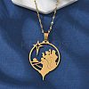 201 Stainless Steel Hollow Star with Prayer Pendant Necklaces for Ramadan & Eid Mubarak NJEW-D318-04G-1