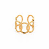 Ion Plating(IP) 304 Stainless Steel Interlocking Oval Open Cuff Ring RJEW-S405-147G-1
