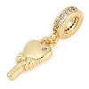 Rack Plating Brass Micro Pave Cubic Zirconia European Dangle Charms KK-P287-27G-2