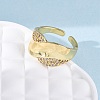 Brass Micro Pave Clear Cubic Zirconia Cuff Rings for Women RJEW-U043-12G-3