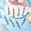 Chakra Natural Red Jasper & South Red Agate & Tiger Eye & Green Aventurine & Amethyst & Lapis Lazuli & Synthetic Turquoise Chips & Alloy Pendant Decorations HJEW-JM03181-1