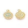 Brass Micro Pave Clear & Deep Sky Blue Cubic Zirconia Charms ZIRC-O036-13G-2