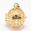 Rack Plating Brass Hollow Round Cage Pendants LS-KK-M181-13G-1