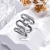 Wave 304 Stainless Steel Finger Rings for Women RJEW-F174-06P-4