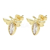 Brass Pave Single Cubic Zirconia Stud Earrings KK-CBA98BA-19G-4