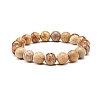 Natural Picture Jasper Round Beads Stretch Bracelet for Girl Women BJEW-JB06895-01-1