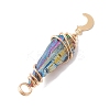 3Pcs 3 Styles Electroplated Natural Quartz Crystal Copper Wire Wrapped Pendants PALLOY-JF02586-05-4