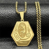 201 Stainless Steel Native American Hexagon Pendant Necklaces LS-NJEW-K283-02G-1