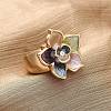 Zinc Alloy & Enamel Stretch Finger Rings for Women RJEW-M101-01B-G-1