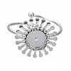 Non-Tarnish 304 Stainless Steel Open Cuff Finger Ring Cabochon Settings STAS-T060-14P-1
