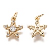 Brass Micro Pave Clear Cubic Zirconia Charms ZIRC-B002-51G-2