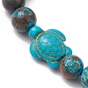 Summer Beach Turtle Dyed Synthetic Turquoise & Round Ocean Jasper Beaded Stretch Bracelets for Women BJEW-JB10937-01-3