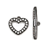 Heart Brass Micro Pave Clear Cubic Zirconia Toggle Clasps KK-G548-37-4