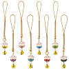   1 Set Japanese Style Enamel Lucky Cat Brass Bell Decoration Phone Charms Strap KEYC-PH0001-89-1